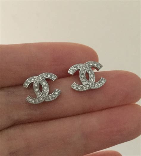 chanel crystal cc earrings silver|Chanel cc earrings price.